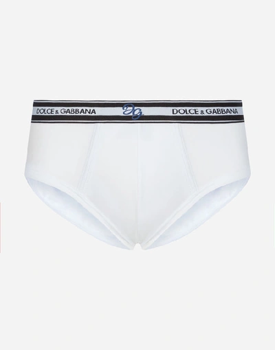 Shop Dolce & Gabbana Brando Briefs In Stretch Cotton In White