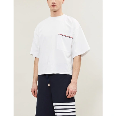 Shop Thom Browne Oversized Cotton-jersey T-shirt In White
