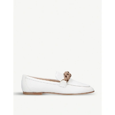 Shop Tod's Knot-detail Leather Loafers In White/oth