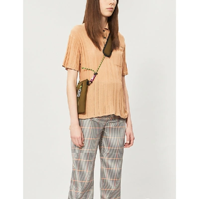 Shop Acne Studios Karina Ribbed Cotton-blend Polo Shirt In Wheat Beige