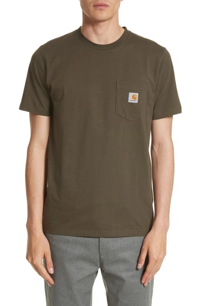 Shop Carhartt Logo Pocket T-shirt In Cypress