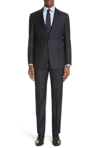 Shop Emporio Armani Trim Fit Solid Wool Suit In Navy