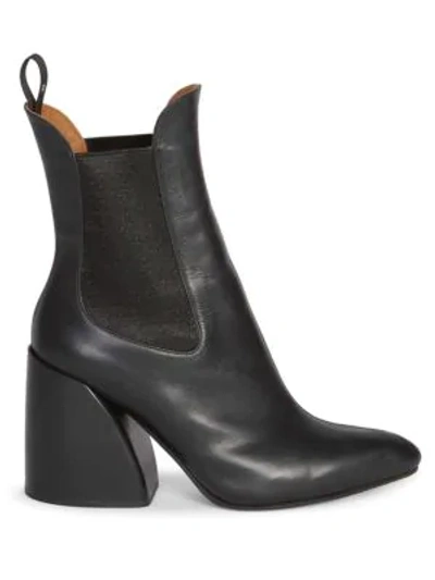 Shop Chloé Women's Wave Leather Chelsea Boots In Black