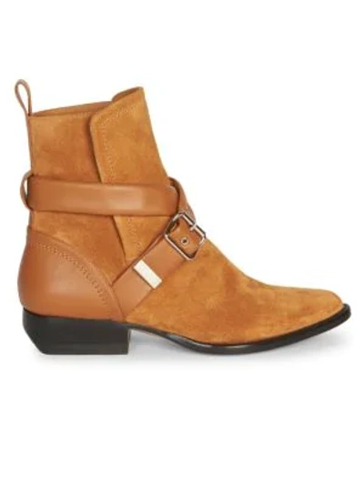 Shop Chloé Women's Rylee Buckle Suede Ankle Boots In Natural
