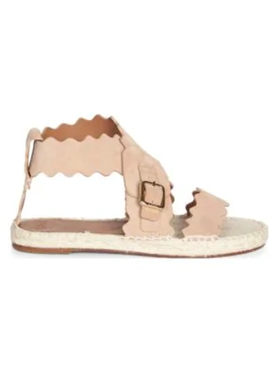 Shop Chloé Women's Lauren Flat Suede Sandals In Pink