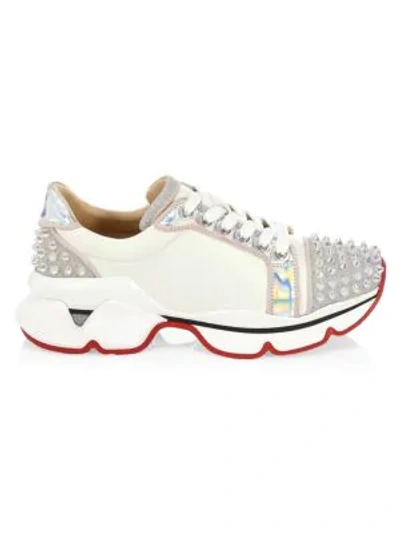 Shop Christian Louboutin Orlato Spiked Sneakers In White