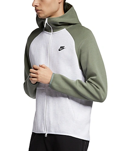 Shop Nike Tech Fleece Color-block Hoodie In Green/white