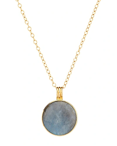 Shop Anna Beck Large Round Pendant Necklace In 18k Gold-plated Sterling Silver Or Sterling Silver, 30 In Gold/labradorite