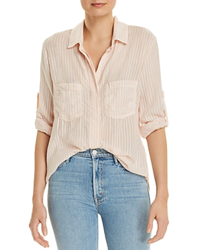 Shop Bella Dahl Striped Button-down Shirt In Rose Quartz