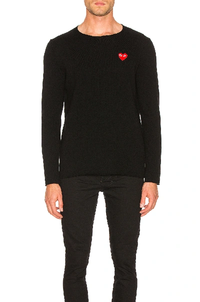 Shop Comme Des Garçons Play Logo Emblem Sweatshirt In Black