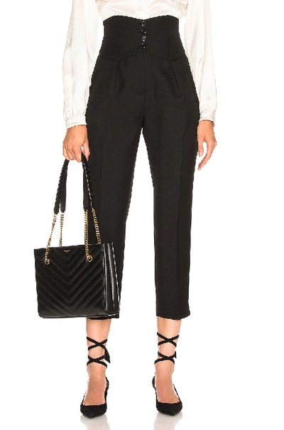 Shop Saint Laurent Button Tailored Pant In Black