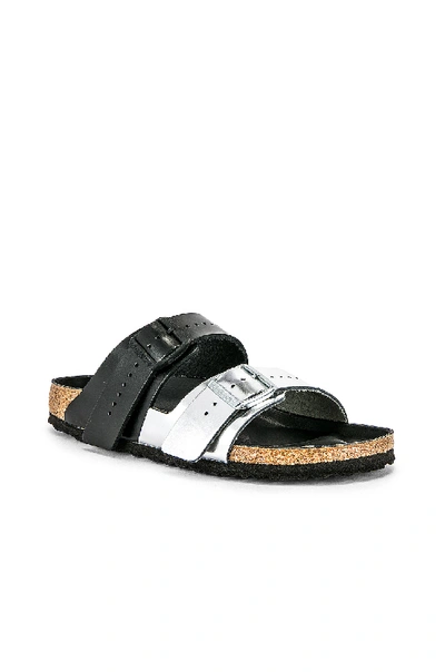 Shop Rick Owens X Birkenstock Sandals In Black & Silver