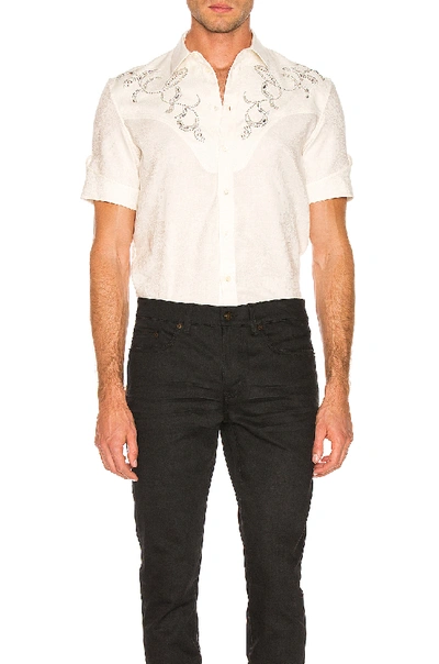 Shop Saint Laurent Western Shirt In Chalk