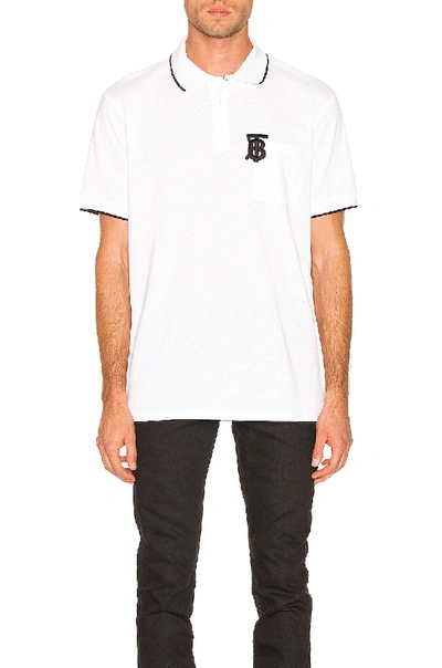Shop Burberry Pocket Polo In White
