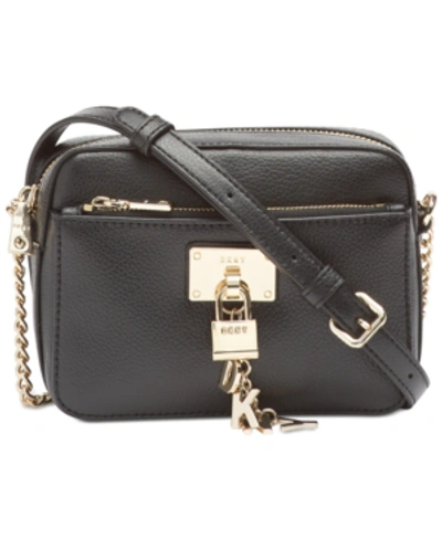 Shop Dkny Elissa Pebble Leather Crossbody, Created For Macy's In Black/gold