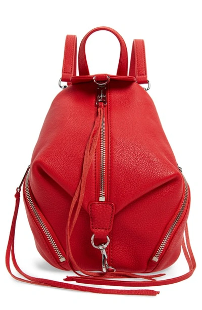 Shop Rebecca Minkoff Mini Julian Pebbled Leather Convertible Backpack - Red In Tomato