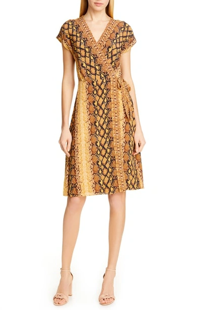 Shop Joie Bethwyn C Snakeskin Print Wrap Style Dress In Fading Sun