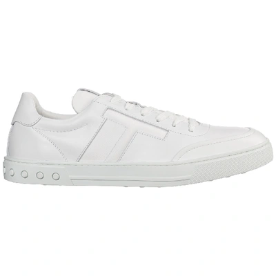 Shop Tod's Men's Shoes Leather Trainers Sneakers In White