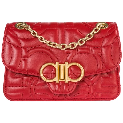 Shop Ferragamo Women's Leather Shoulder Bag Gancini In Red