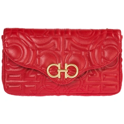 Shop Ferragamo Women's Leather Cross-body Messenger Shoulder Bag In Red