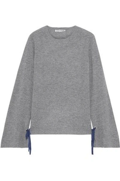 Shop Autumn Cashmere Bow-detailed Cashmere Sweater In Gray