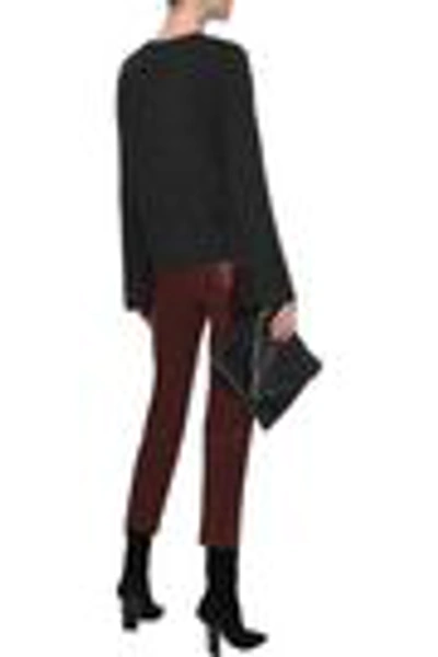 Shop Autumn Cashmere Bow-detailed Mélange Cashmere Sweater In Dark Gray