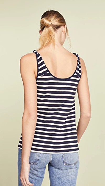 Shop Current Elliott The Twisted Tank In Navy And Cream Red Hit Stripe