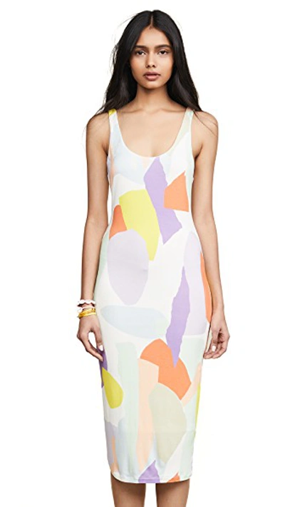 Shop Alice And Olivia James Scoop Neck Dress In Geo Collage Cream/multi