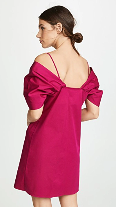 Shop Theory Draped Shorts Sleeve Dress In Pop Fuchsia