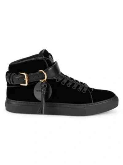 Shop Buscemi Unisex Velvet Buckle High-top Sneakers In Black