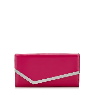 Shop Jimmy Choo Emmie Hot Pink Patent And Suede Clutch Bag