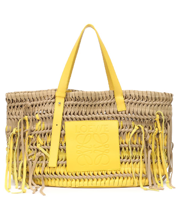 loewe woven leather tote