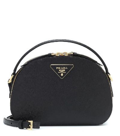 Shop Prada Odette Leather Shoulder Bag In Black