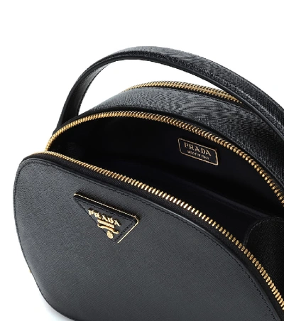 Shop Prada Odette Leather Shoulder Bag In Black