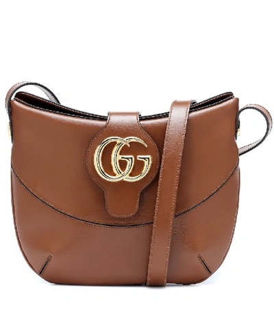 Shop Gucci Arli Medium Leather Shoulder Bag In Brown