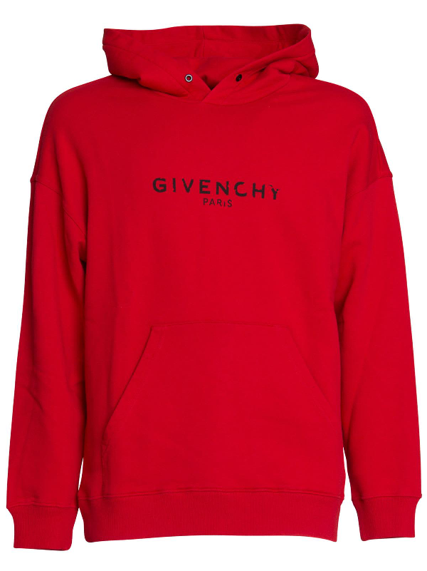 Givenchy Logo Hoodie In Red In Rosso | ModeSens
