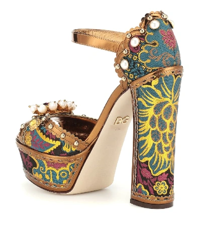 Shop Dolce & Gabbana Keira Embellished Platform Sandals In Brown
