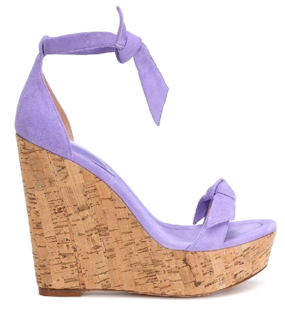 Shop Alexandre Birman Clarita 120 Suede Wedge Sandals In Purple