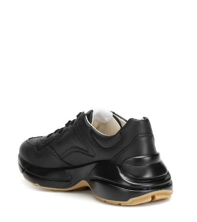 Shop Gucci Rhyton Leather Sneakers In Black