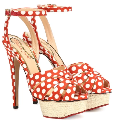 Shop Charlotte Olympia Dolly Polka-dot Plateau Sandals In Red