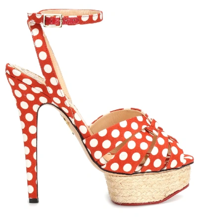 Shop Charlotte Olympia Dolly Polka-dot Plateau Sandals In Red