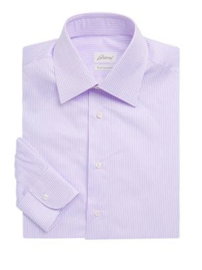 Shop Brioni Thin Stripe Dress Shirt In Purple