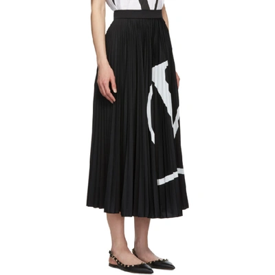 Shop Valentino Black Pleated Vlogo Skirt In 0ni Blk Wht