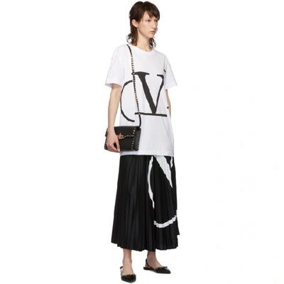 Shop Valentino Black Pleated Vlogo Skirt In 0ni Blk Wht