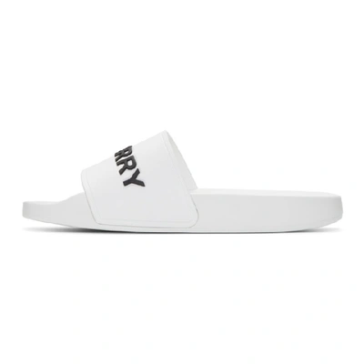 Shop Burberry White Furley Pool Slides