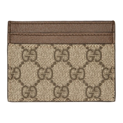 Shop Gucci Beige And Brown Ophidia Gg Card Holder In 8745 Beige