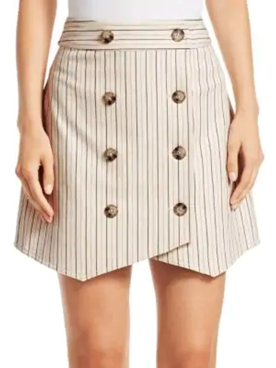 Shop Derek Lam Striped Double-breasted Mini Skirt In Ivory