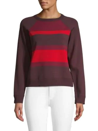 Shop Valentino Striped Raglan-sleeve Sweater In Rubin