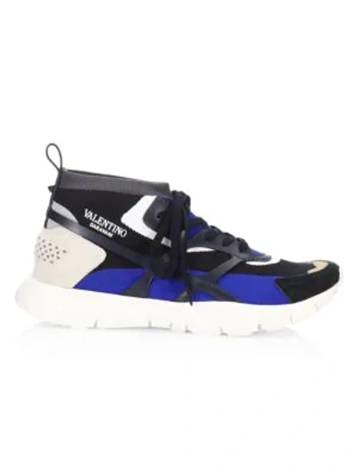 Shop Valentino Sound High-top Suede Sneakers In Black Multi