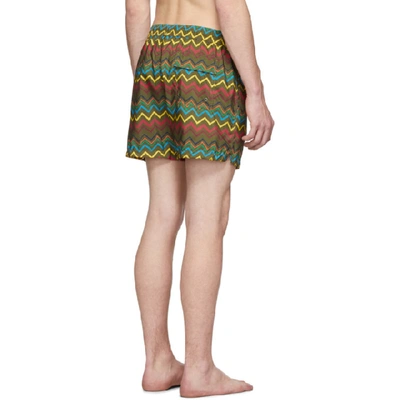 Shop Missoni Green Zigzag Swim Shorts In S600k Green